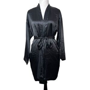 Victoria's Secret Women's Silky Black Intimate Kimono Sleep Lounge Robe One Size